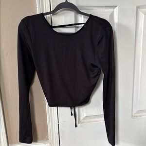 Black Long Sleeve Top With Strappy Back